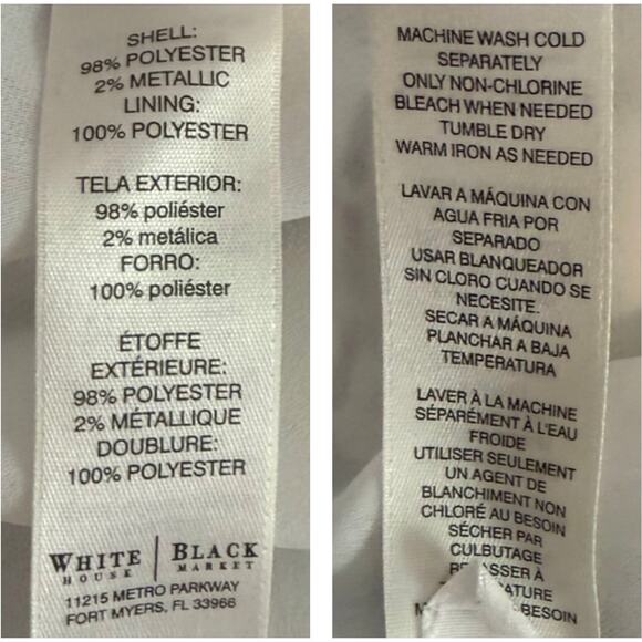 White House Black Market WHBM Blue Silver Chiffon Sleeveless Blouse Top XS - Picture 5 of 6